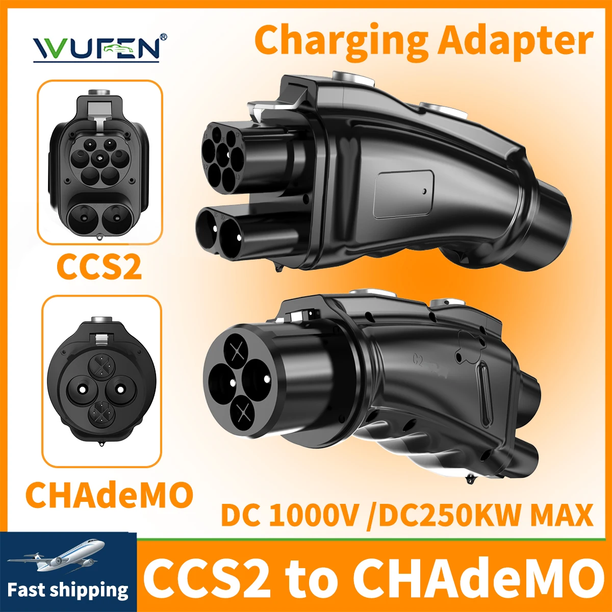

Адаптер WUFEN 250A CCS2 TO CHAdeMO, быстрый разъем зарядного устройства CCS2, зарядная станция постоянного тока для электромобиля для автомобиля Nissan Leaf Chademo
