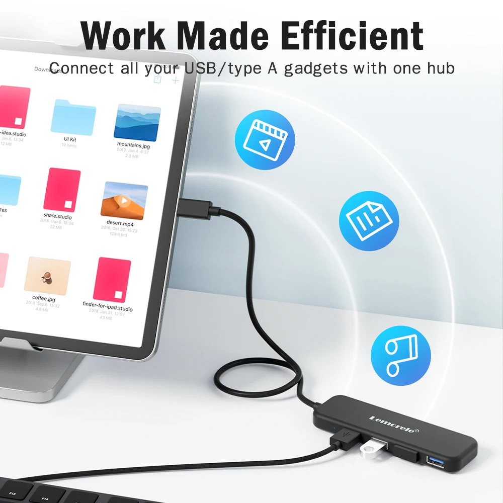 Lemorele TC41 4 IN 1 USB C HUB 4 USB A 3.0 Port 5Gbps Docking Station Supports For Tablet Laptop PC Expansion Tool Windows/mac