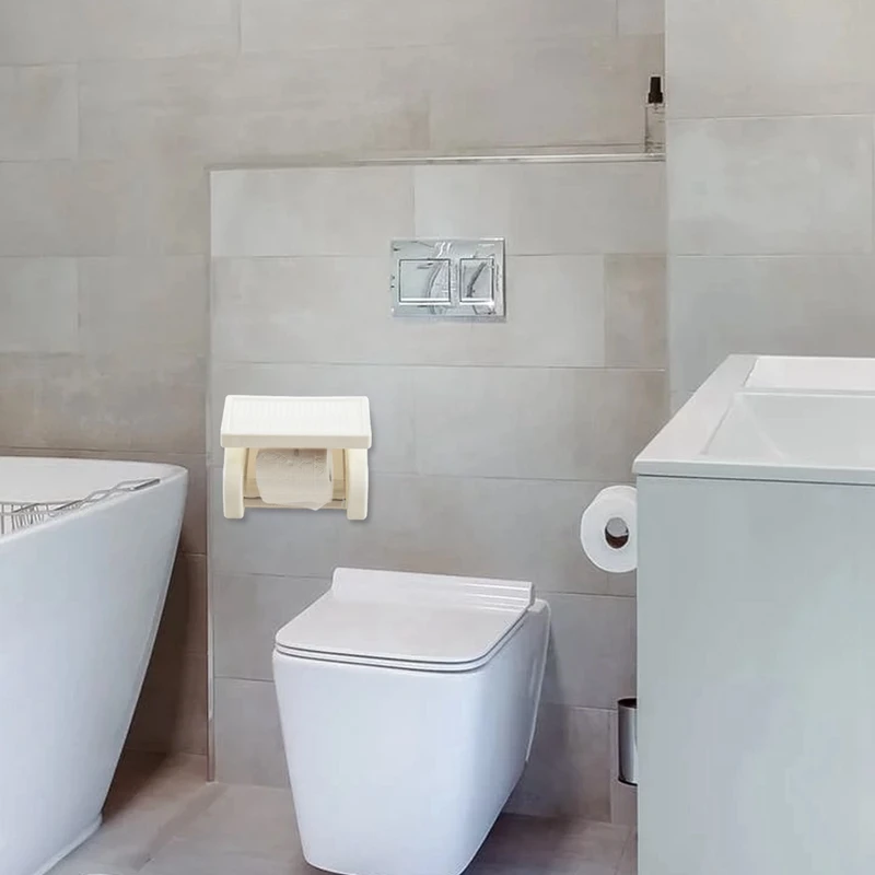 2X Waterproof Toilet Paper Holder Tissue Roll Stand Box With Shelf Rack Bathroom