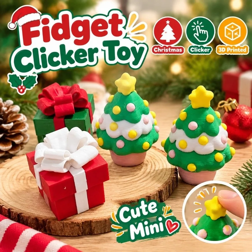Anti-Anxiety 3D Printed Fidget Clicker Mini Cute Stress Relief Funny Cartoon Clicker Key Chain Christmas