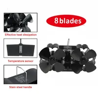 Wall Mouted Black Fireplace 8 Blade Heat Powered Stove Fan Log Wood Burner Home Fireplace Fan Efficient Heat Distribution