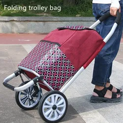 Ultra Light Foldable Aluminum Alloy Trolley Bag Shopping Grocery Shopping Cart Supermarket Portable Detachable Travel Case Bags