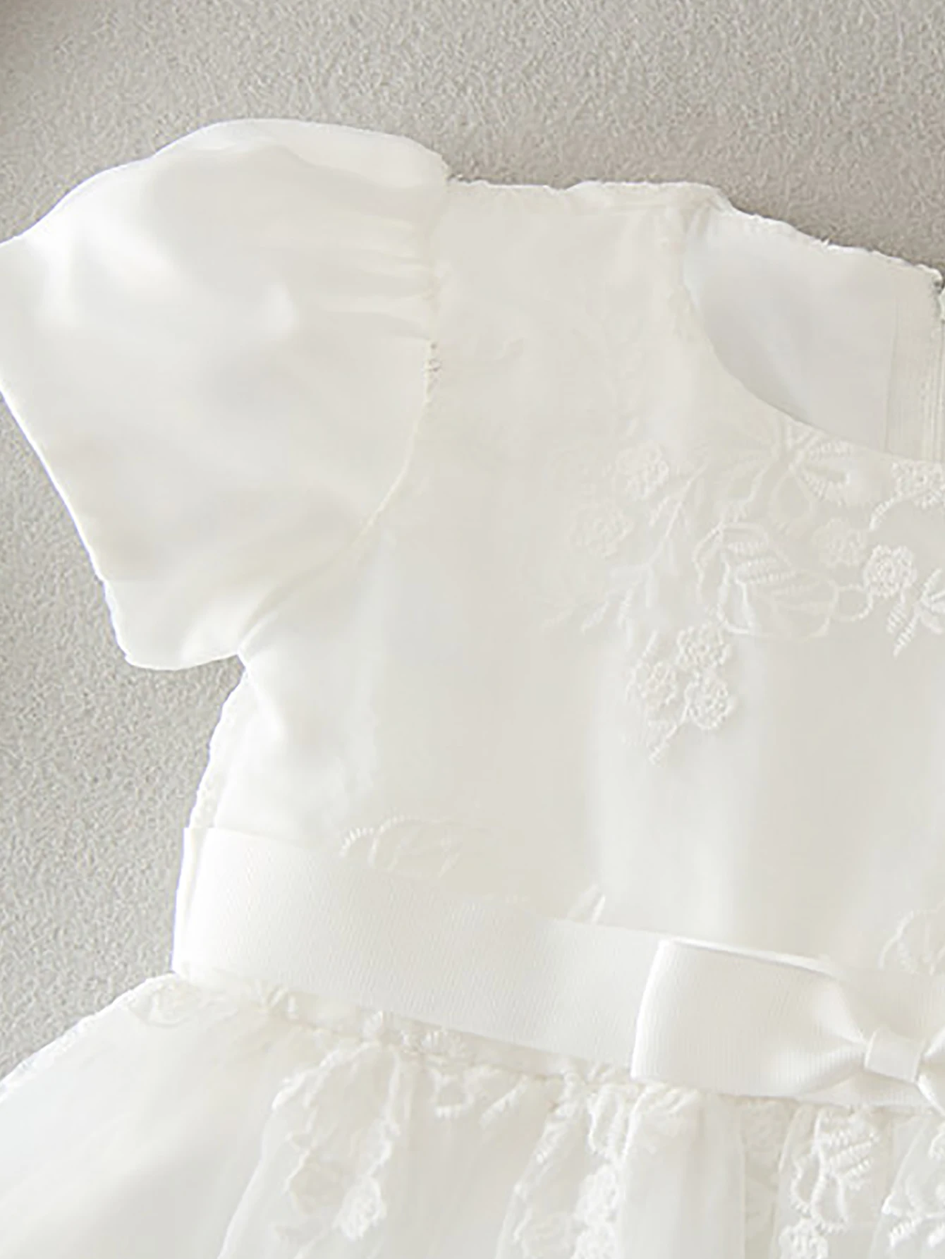 White Satin Toddler Dress Baby Girl Christening Gown Formal Special Occasion Dresses for Infant