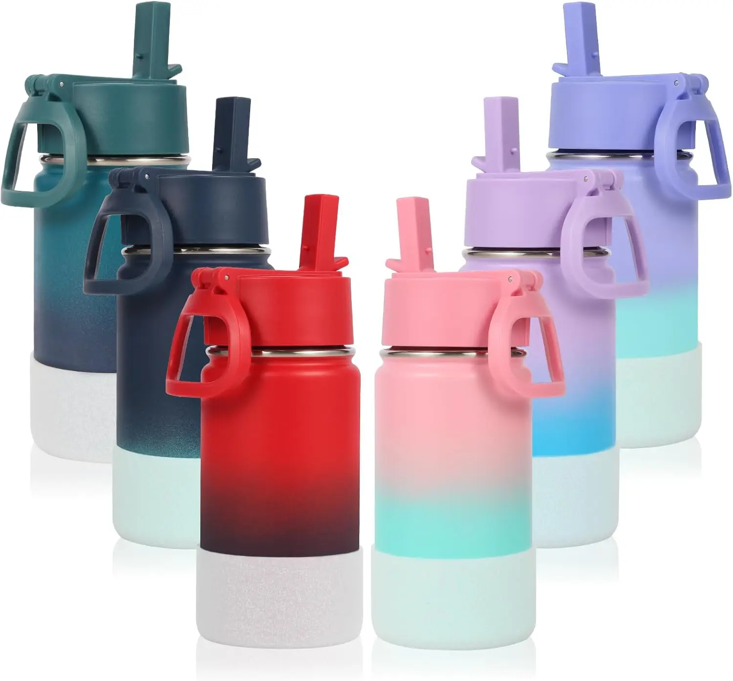 

Kids Stainless Steel Water Bottle 14oz with Straw Lid, Insulated Leakproof, 6-Pack Assorted Colors for Boys & Girls