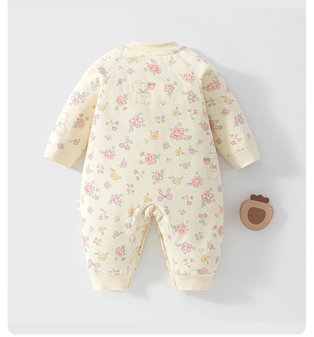 MILANCEL Winter Newborn Baby Romper 0-24M Fleece Padded Toddler Jumpsuit Cartoon Bunny Baby Clothes Infant Girls One Piece