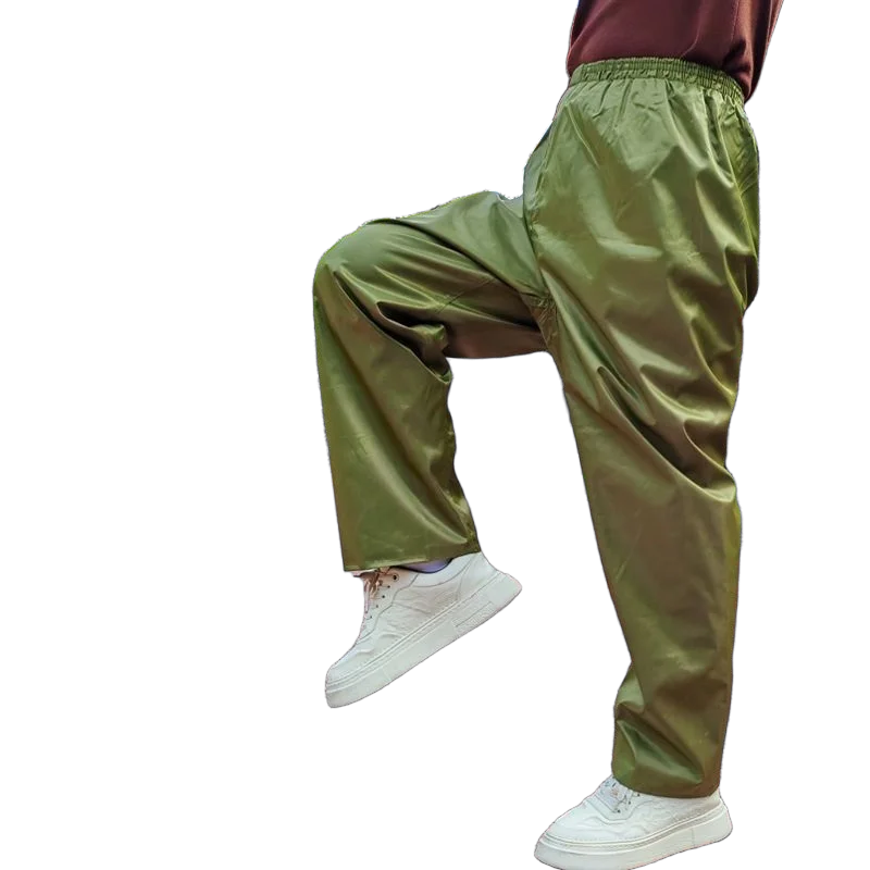 Man Boy Green Rainproof Waterproof Trousers Pants Elastic Waist