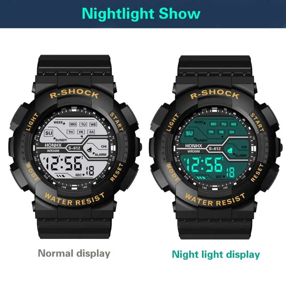 High Quality Waterproof Sports Watch Big Dial Casual Electronic Watch Simple Multifunction Chronograph Men