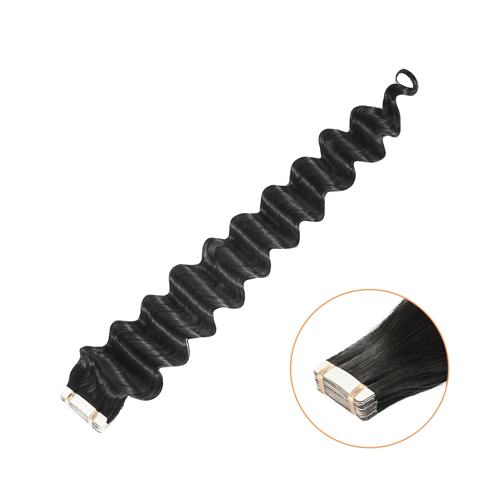 12-30 дюймов глубокая лента для наращивания волос, 100% клей для человеческих волос, сменная невидимая лента, 20 шт., свободные глубокие волосы для женщин, 50 г