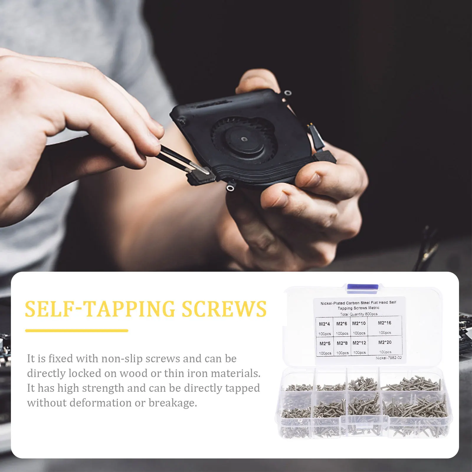 

1Set Countersunk Head Wood Screw M2 Self-Tapping Screw for Laptops Electronics Practical Gift Choice Storage Box