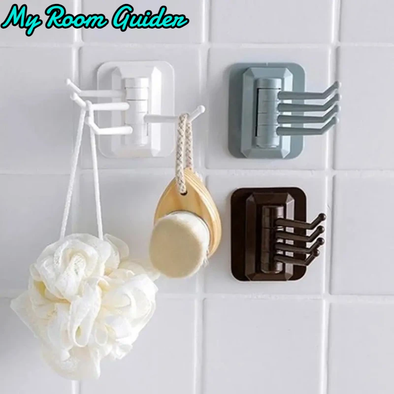 Creative Nordic Rotating Sticky Hook Bathroom Kitchen Wall Hanging Holeless Hanger Key Bag Coat Hook Home Storage