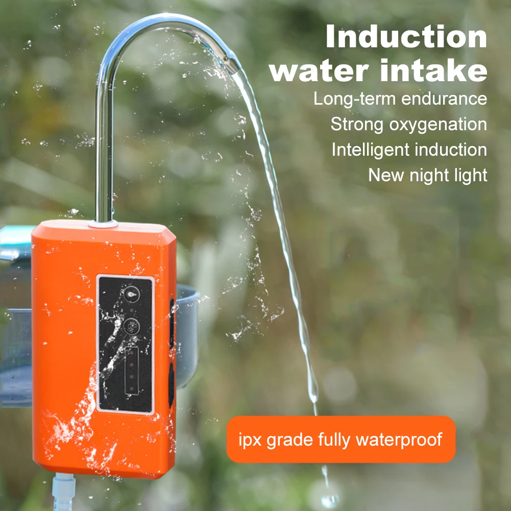 Pompe à oxygène de pêche à capteur intelligent avec lumière LED, pompe à air portable, distributeur d'eau, pompe d'oxygénation pour lac extérieur et rivière