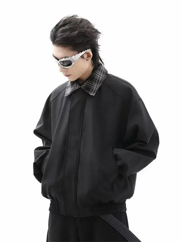 

Американская винтажная бейсбольная куртка с имитацией двухслойного воротника, женская, весенне-осенняя, из полиэстера, с длинными рукавами, на молнии