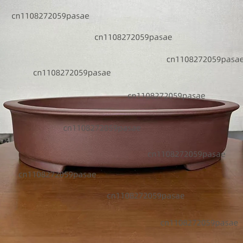 Eco-friendly Classic Bonsai Pot Hand-Carved Oval Vintage 11L Drainage Hole Floor Desktop Use Gardening Home