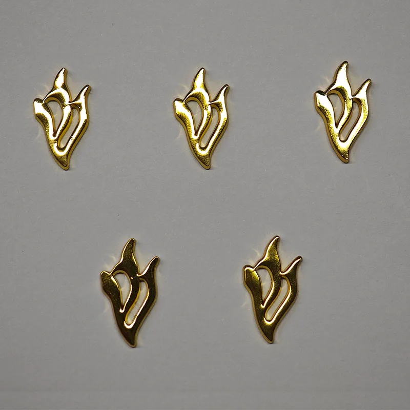 5Pcs a set Golden Metal Hebrew Shin for Mezuzah Hebrew Letter Small Shin Mezuza Shin for Mezuzah case Metal Israel Judaism Shin