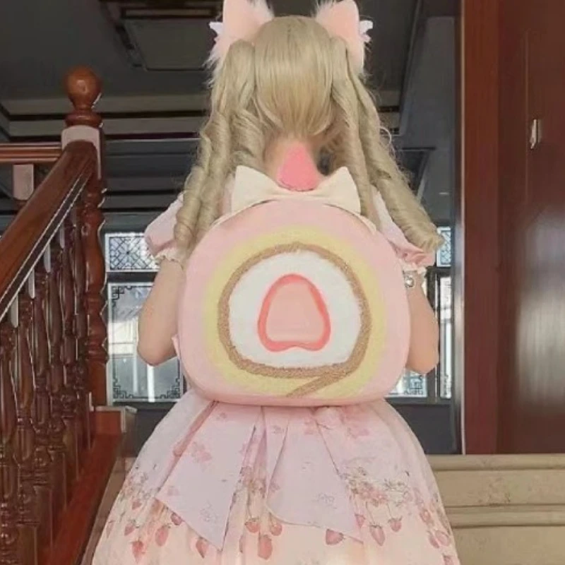 Y2k estetyczne Kawaii słodkie plecak dla dziewcząt kontrastowe kolorowe słodka, modna z kokardą tornistry koreańskie studentki na co dzień