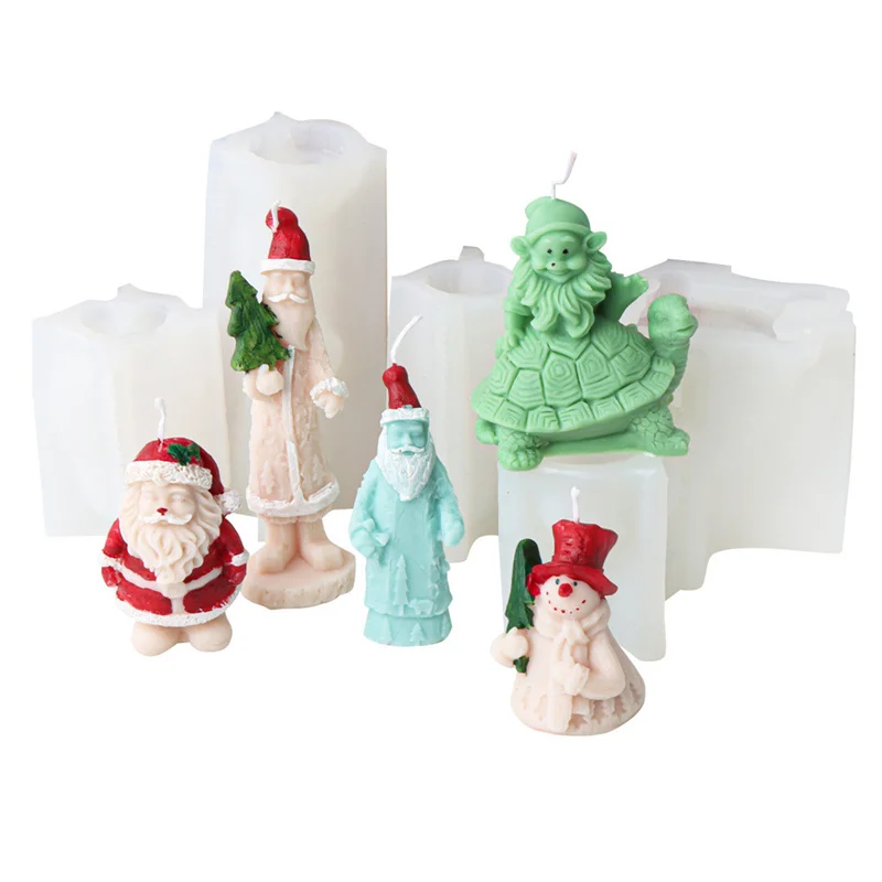 3D Standing Father Christmas Silicone Mold - Riding Turtle Santa for DIY Gypsum, Resin, and Candle Making Christmas Gifts