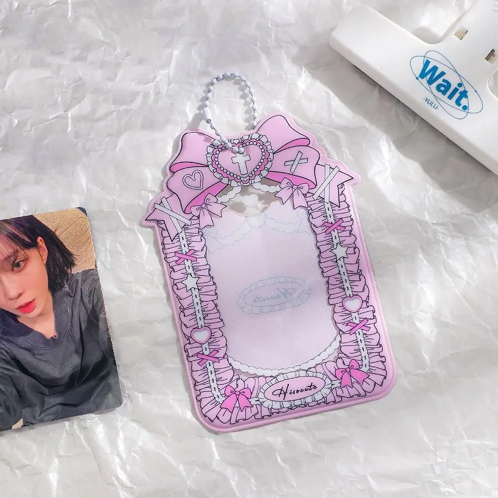 Korean Butterfly Y2k Photocard Holder Keyring INS Card Protector Sleeve Transparent 3 Inch Photo Card Cover Photo Frame