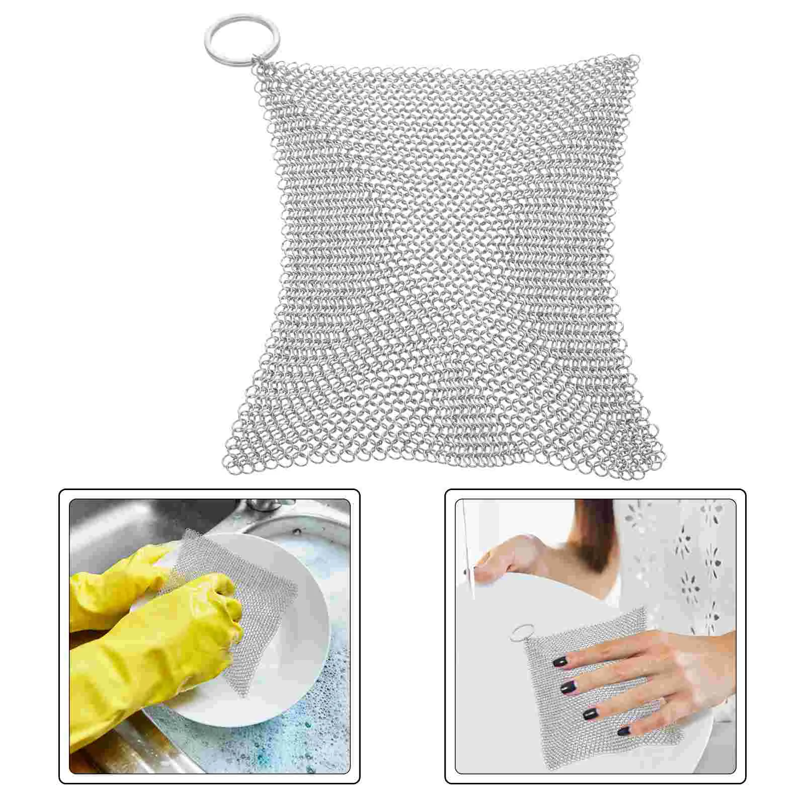 Skillet Cleaning Cleaner Scrubber Chain Kitchen Scrubbing Iron Cast Pad Dish Cloths Dishwashing Rug Dishcloths Scrub