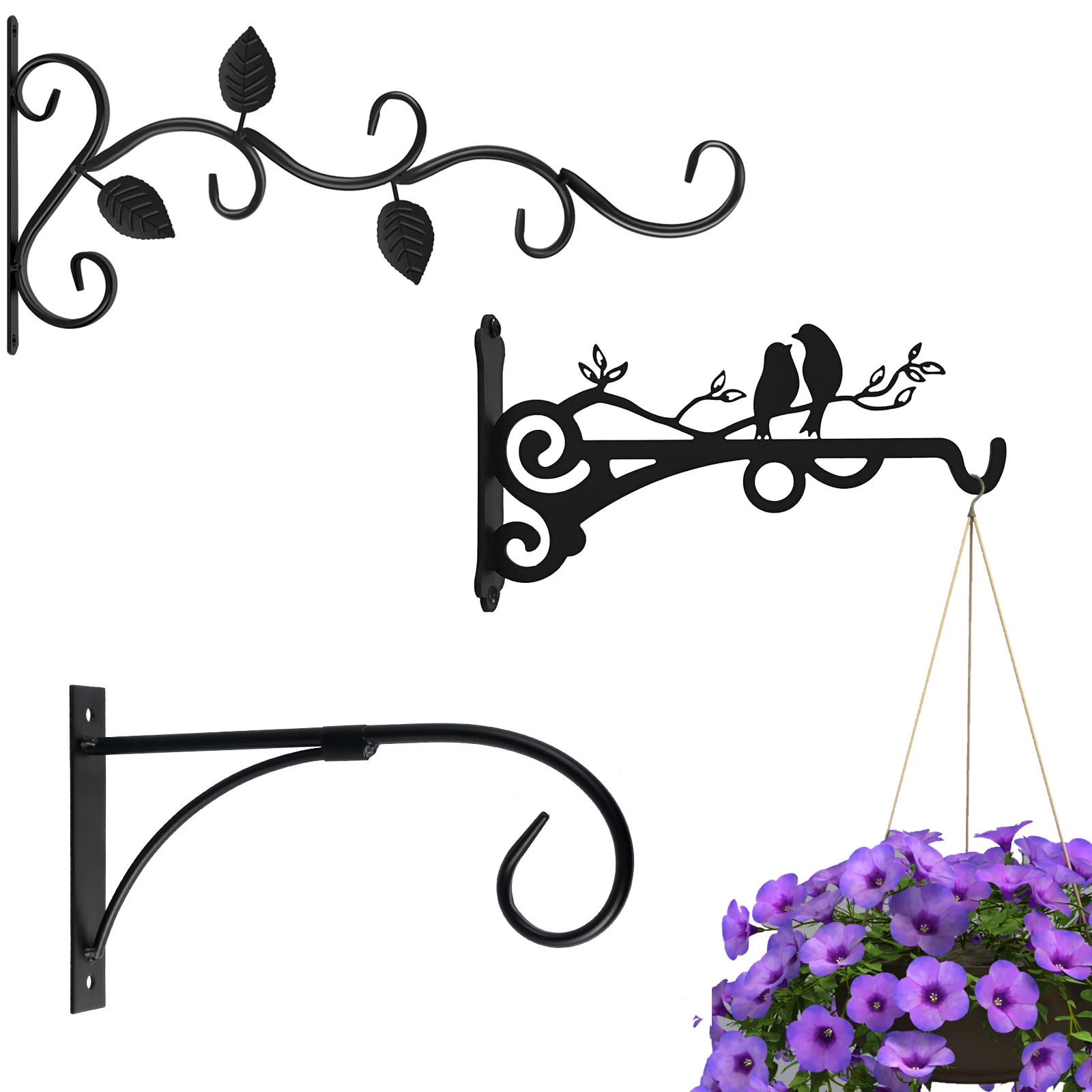 2/4/10Pcs Wall-Mounted Hook Flower Pot Holder Europe Vintage Iron Art Flower Stand Garden Decoration Wall Hanging Basket Bracket