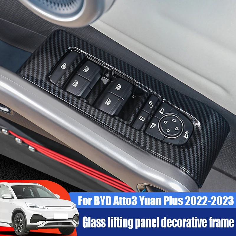 For BYD Atto3 Yuan Plus 2022 2023 Carbon fiber glass lifting panel decorative frame ABS material interior decoration accessories