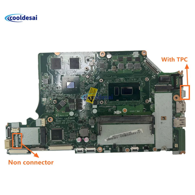 

LA-E892P With CPU i3 i5 i7 N16S-GTR-S-A2 GPU 0G/4G-RAM Mainboard For ACER Aspire A515-51G A615-51G A315-53G A517-51G Motherboard