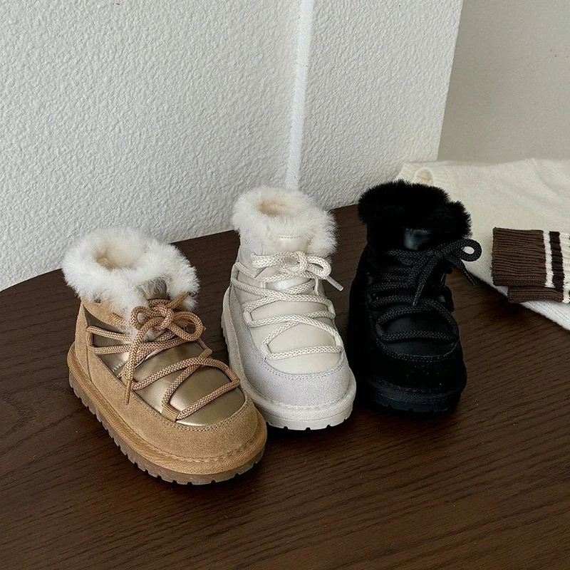 2025 الأطفال أحذية قصيرة غير رسمية للفتيات الفتيان شتاء موضة جديدة الكورية نمط لينة وحيد المضادة للانزلاق تنوعا الأميرة الأحذية