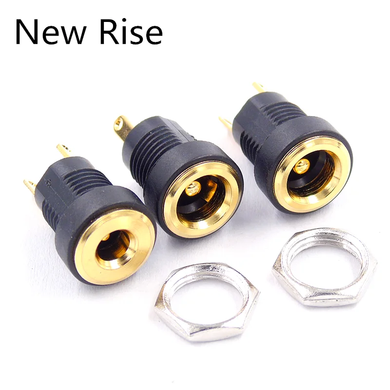 10Pcs DC Power Supply Jack Socket 5.5mm 2.1mm 2.5mm 3.5mm 1.35mm Plug Adapter 2 Terminal types GOLD PLATED Female Panel Mount