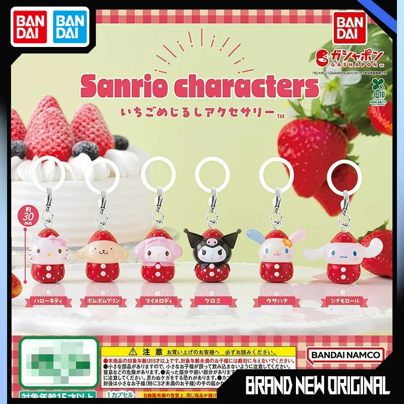 Bandai Sanrio Characters Ichigo Mejirushi Accessory Gashapon Cute Hello Kitty Kuromi Cinnamoroll Strawberry Collectible Ornament