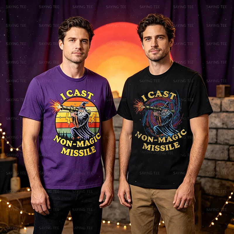 I Cast Non-Magic Missile Funny Wizard Parody Meme Womens Men T-Shirt Y2k Family Matching Halloween Costume Saying Tee Novelty