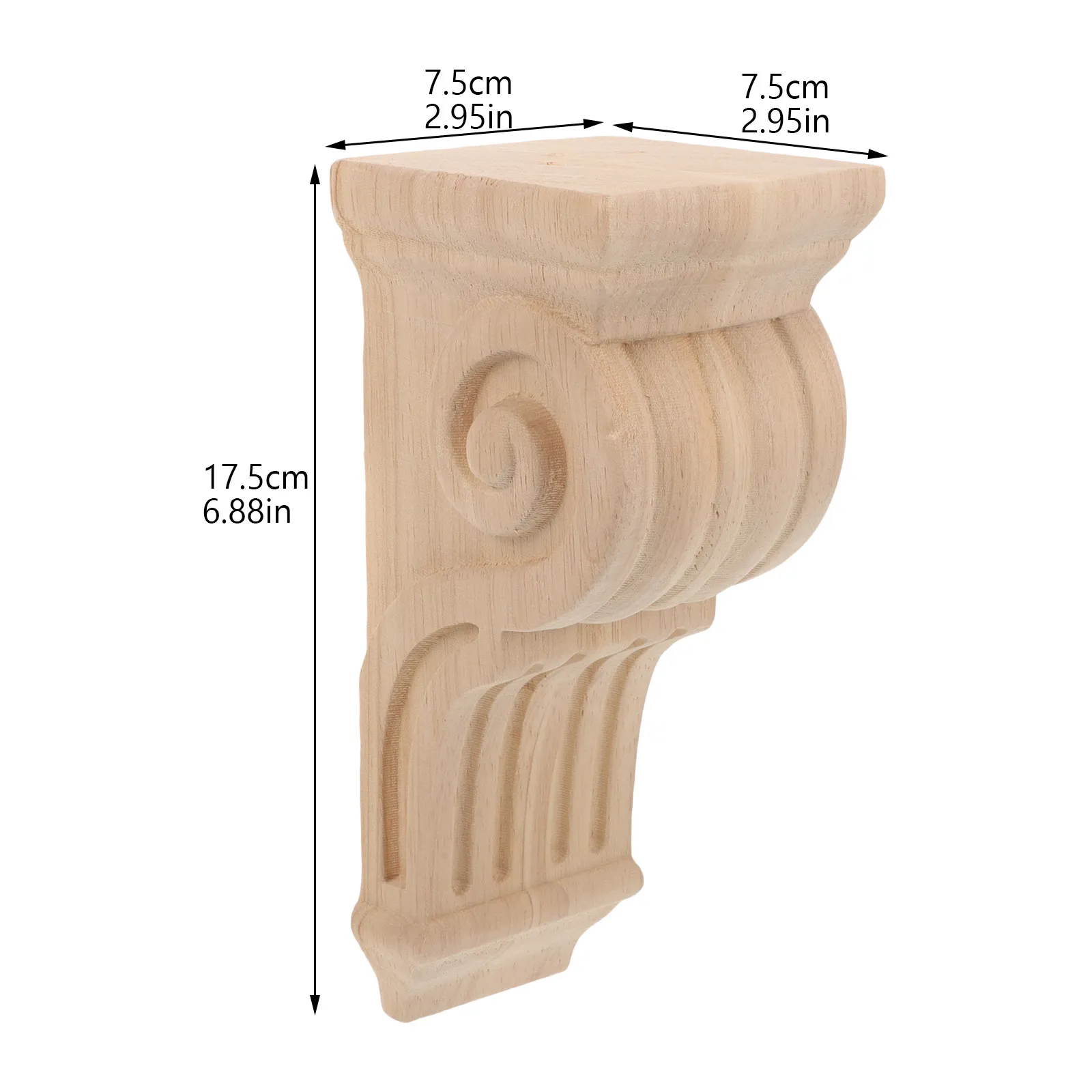Carved Wood Corner Corbel Solid Wood Roman Column Applique Decorative Onlay for Furniture Wall Cabinet Molding Trim