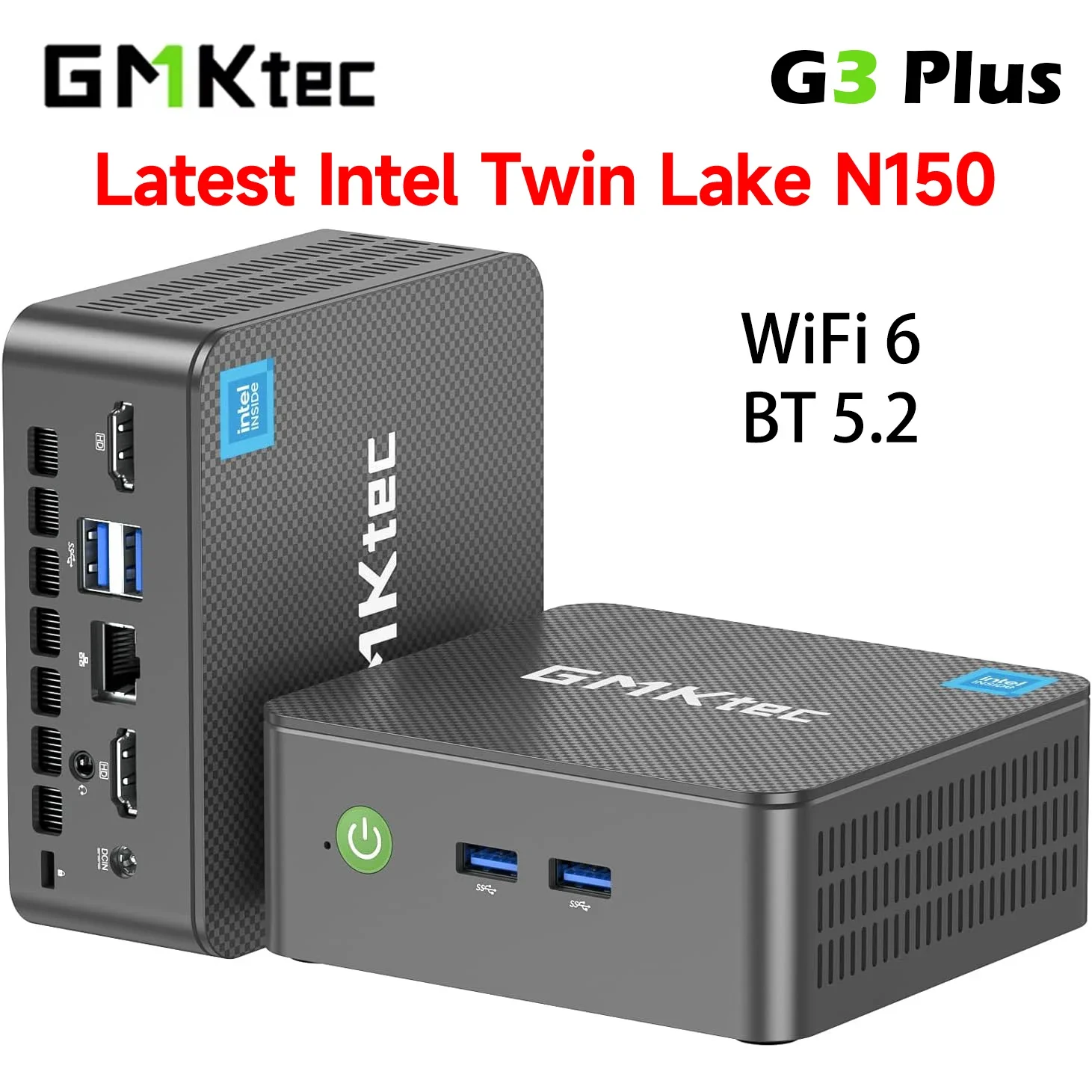 GMKtec G3 plus Twin Lake N150 Mini PC with DDR4 NVMe SSD WiFi6 BT5.2 Windows 11 pro 2.5G RJ45 - Compact Desktop Office Computer