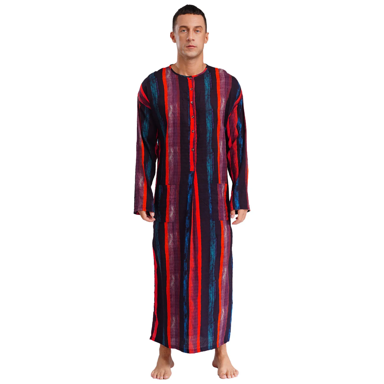 

Halloween Middle East Islam Arabic Thobe Muslim Medieval Stripe Long Robe Men Cosplay Party Festival Maxi Greece Shirt Dress