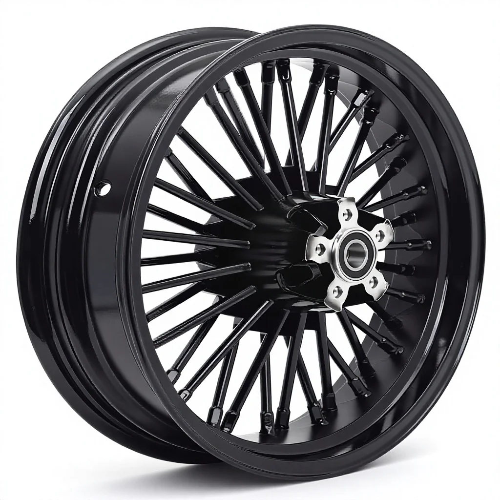 ZCLH  21inch 18inch Black Front/Rear Wheels 36 Fat King Spokes Tubeless for Touring 2009-2023 FL Series Models Made China