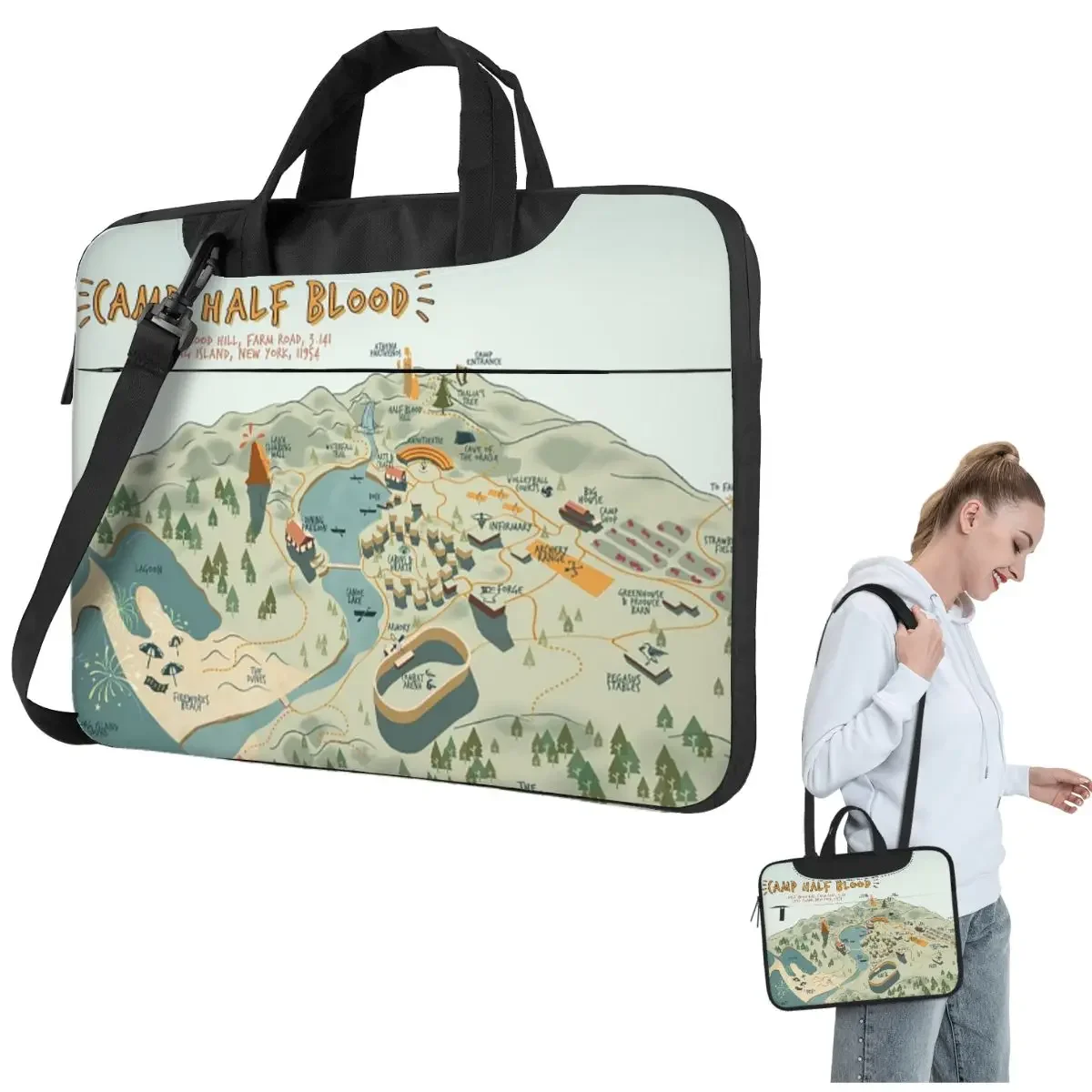 Map Of Camp Half Blood Crossbody Laptop Bag Case Computer Bag 13 14 15.6 Inch Notebook Pouch for Macbook Pro