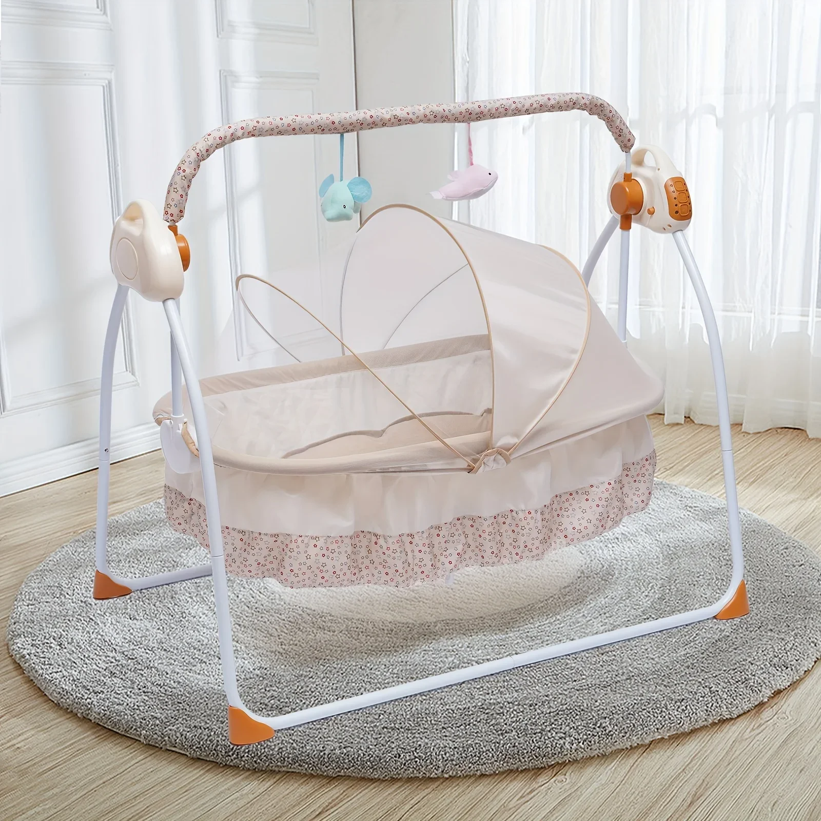 Electric Rocker Baby Swing Infant Cradle Bouncer Folding Cradle Bed (battery Is Not Included)