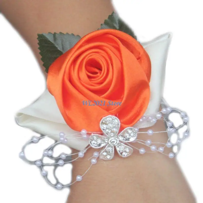 

G5GC Handmade Satin Rose Wrist Corsage Wedding Prom Party Bridesmaid Bridal Wrist Flo