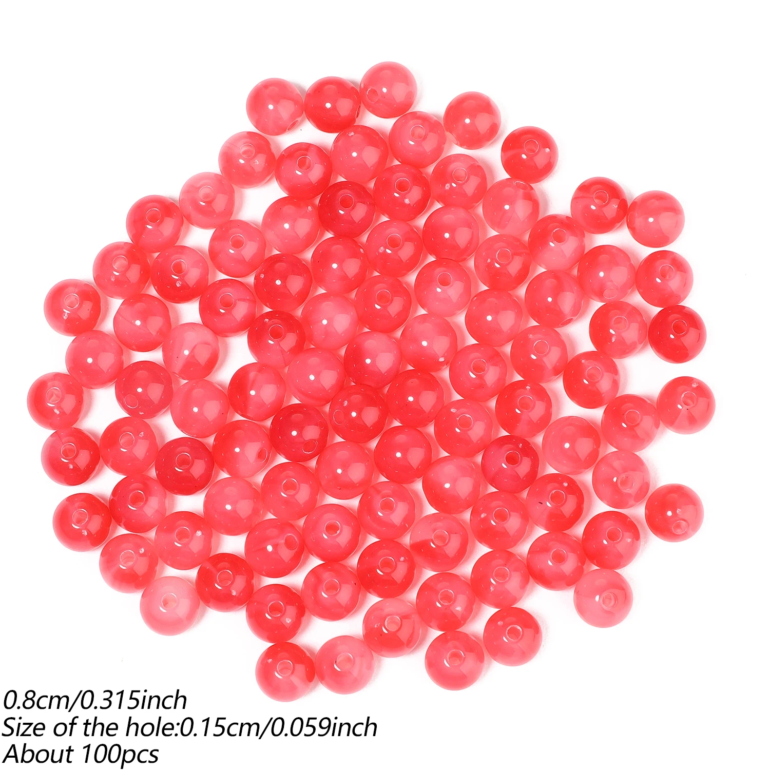 100 Stück 8mm Runde Acrylperlen Mehrfarbige Lose Abstandsperlen für DIY Ohrringe, Armbänder, Halsketten und Schmuckherstellung Zubehör – Detail 3