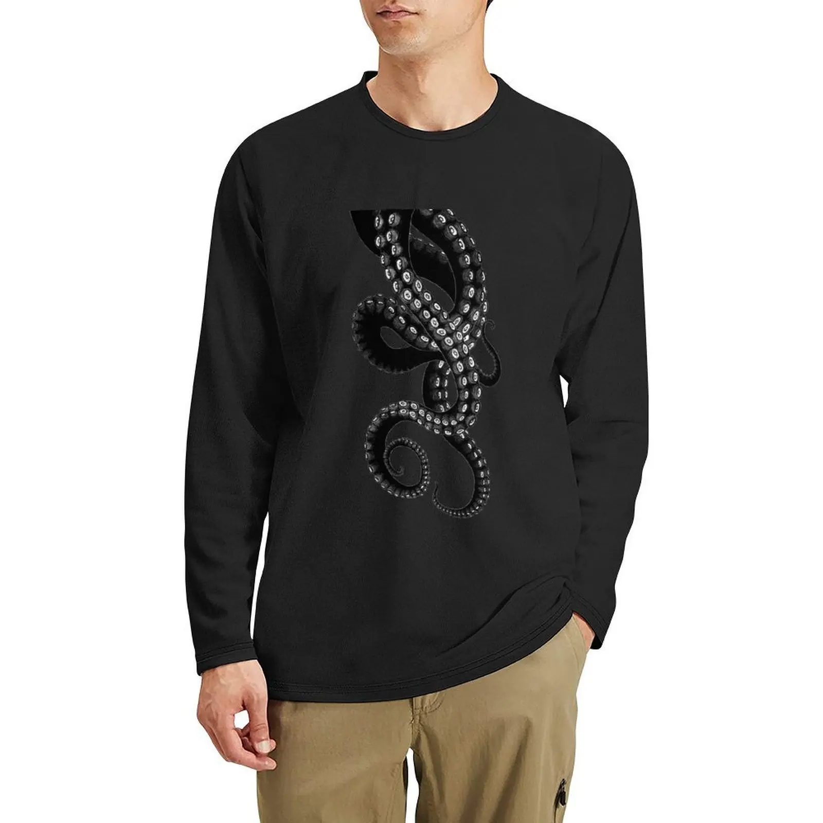 Holen Sie sich Kraken Long T-Shirt koreanische Mode schwarzes T-Shirt Hippie-Kleidung schnell trocknendes T-Shirt Schwergewichts-T-Shirts für Männer
