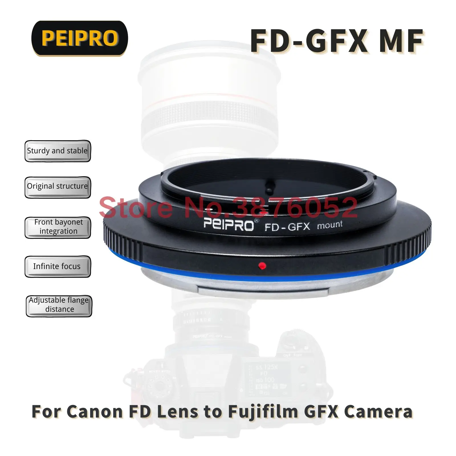 

PEIPRO FD-GFX Lens Adapter Converter Compatible with Canon FD Lens to Fujifilm GFX Mount Camera GFX100S GFX100 50R 50S 50SII