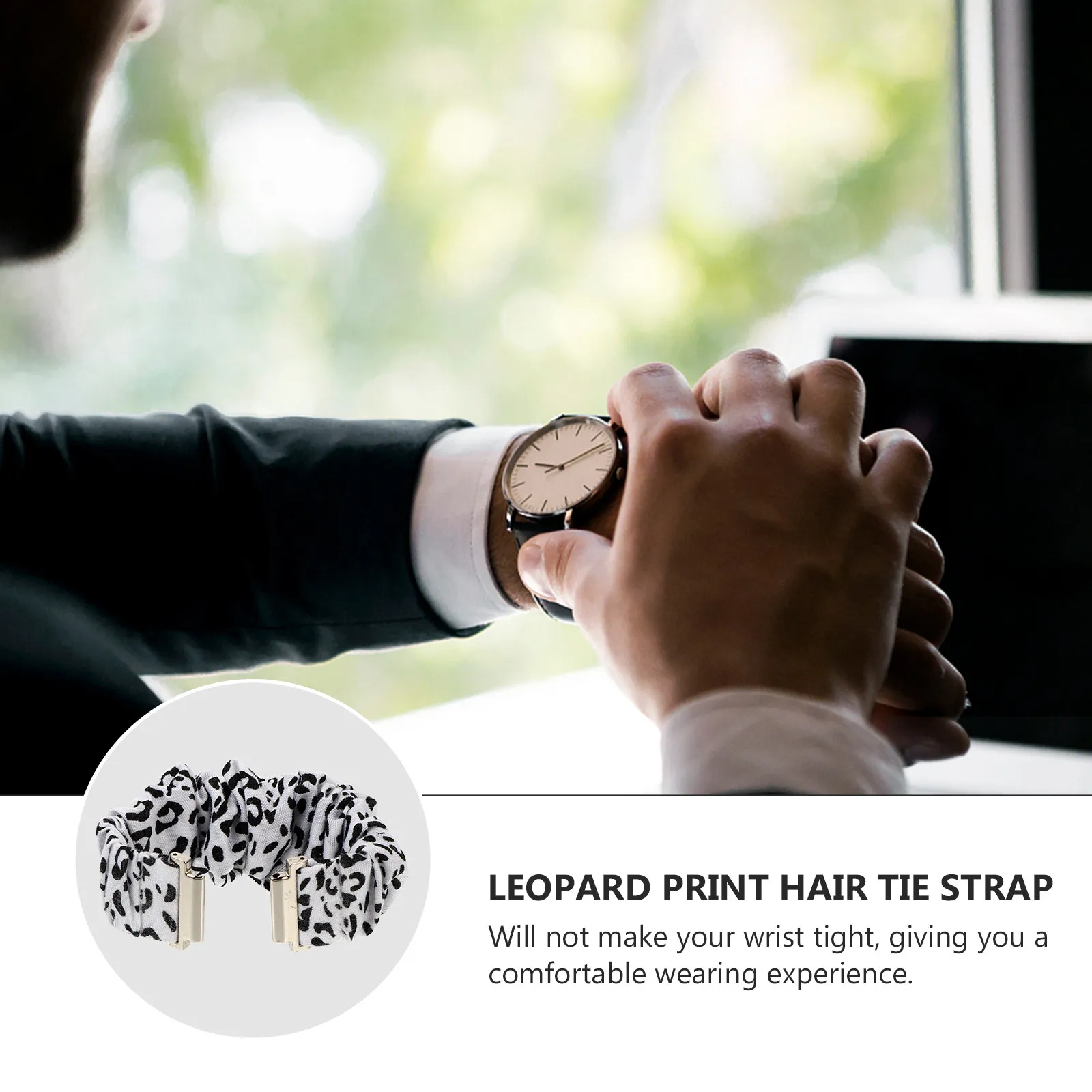 Scrunchie Watch Strap Leopard Pattern Soft Elastic Comfortable Replacement Band for 20Mm Fashion Accessory