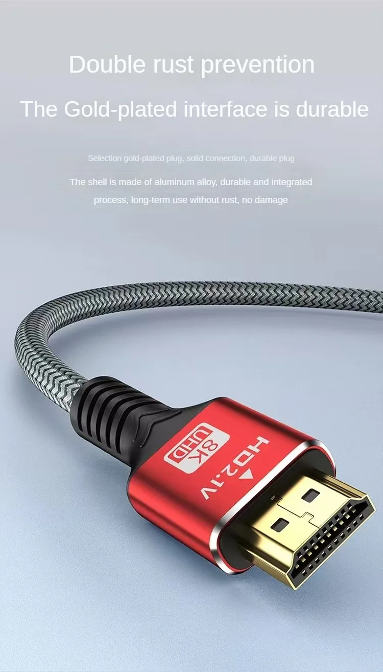 8K HDMI2.1 Kabel High Speed HDMI 8K Kabel 60HZ 2,1V 4K 144HZ 3D TV Computer Monitor Projektor PS Spielkonsole Audio und Video – Detail 2