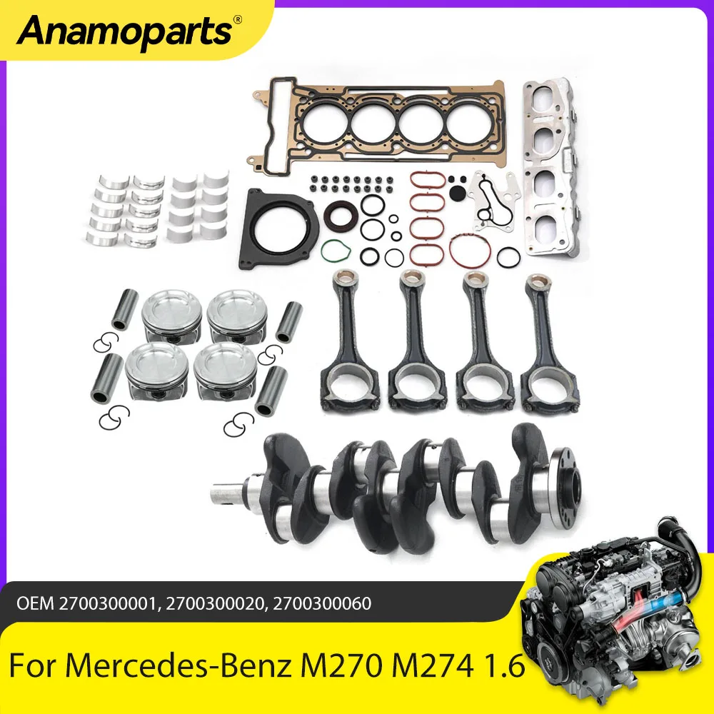 

Engine Overhaul Rebuild Kit Crankshaft Fit 1.6 L T M270 M274 For Mercedes-Benz C180 W204 W205 W213 C300 E250 W176 W212 1.6T Gas