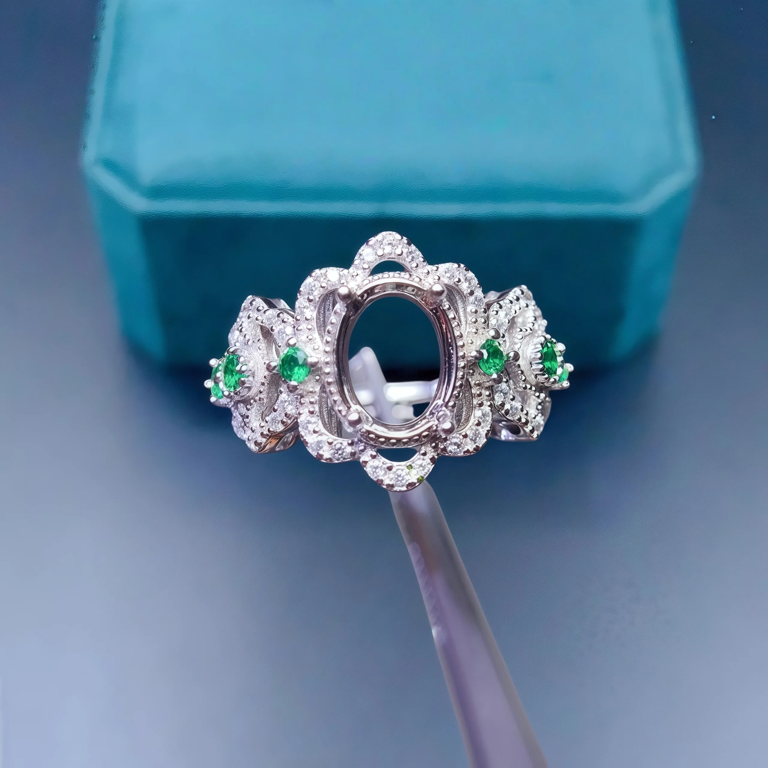 

Setting 6*8mm Ellipse Stone S925 Sterling Silver DIY Empty Holder Ring Fine Hollowed Out Design Weddings Charm Jewelry for Woman