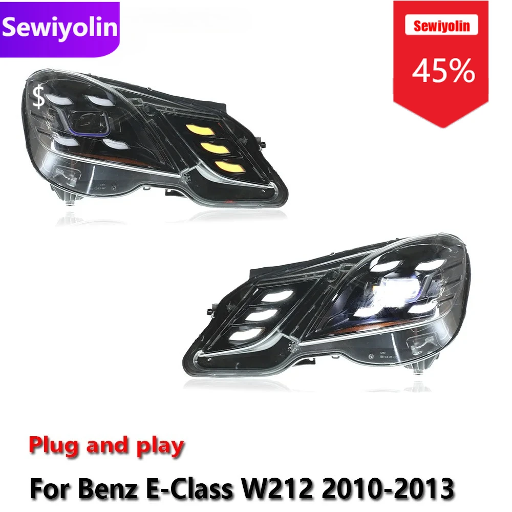 

Sewiyolin Car DRL LED Headlight Assemblies For Benz E-Class W212 2010-2013 Fog DRL Brake Turn Signal Lamp Plug And Play