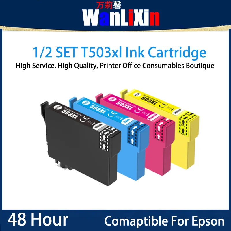 

1/2 комплекта картриджей с чернилами T503XL, совместимых с Epson EXPRESSION HOMEXP-520OXP-5205 WORKFORCEWF-2960DWF WF-2965DWF