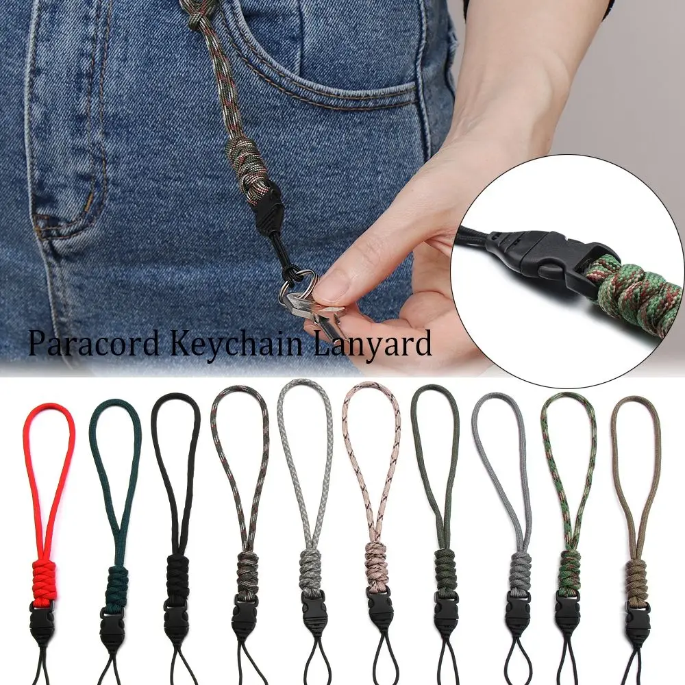 10 Styles Parachute Cord High Strength Paracord Keychain Camera Anti-lost Lanyard Hanging Rope Key Ring