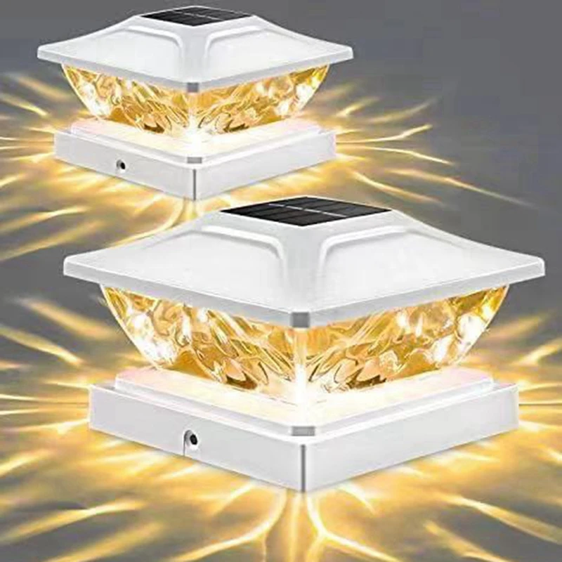 TKOH-luz de tapa de poste de valla para exteriores, iluminación blanca cálida y blanca fría, lámpara de columna de Villa a prueba de agua, luz de Pilar LED Solar