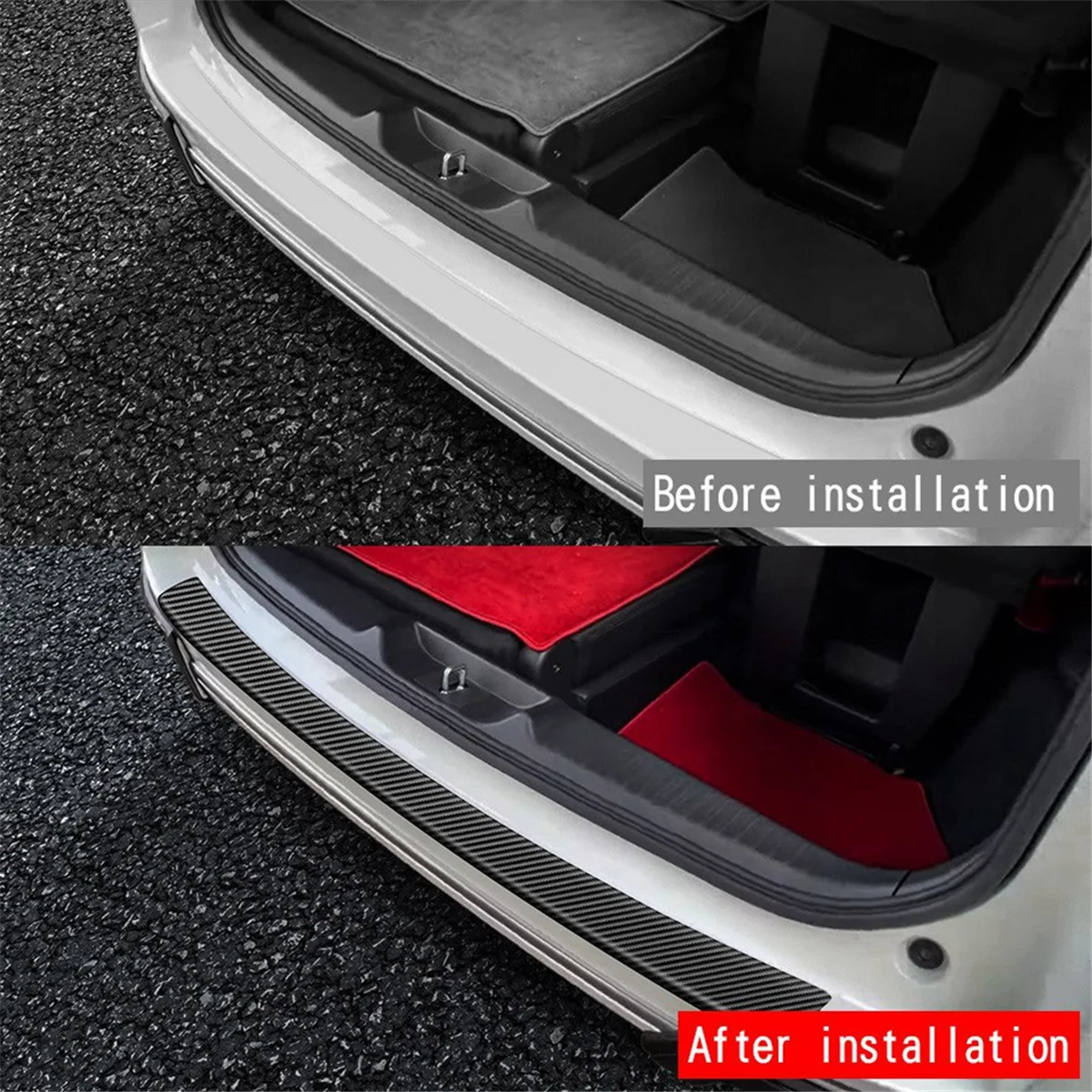 Strisce di rivestimento per protezione bagagliaio in pelle per auto d'epoca per Honda STEPWGN RP8 Strisce di rivestimento protettivo per protezione posteriore per auto in fibra di carbonio