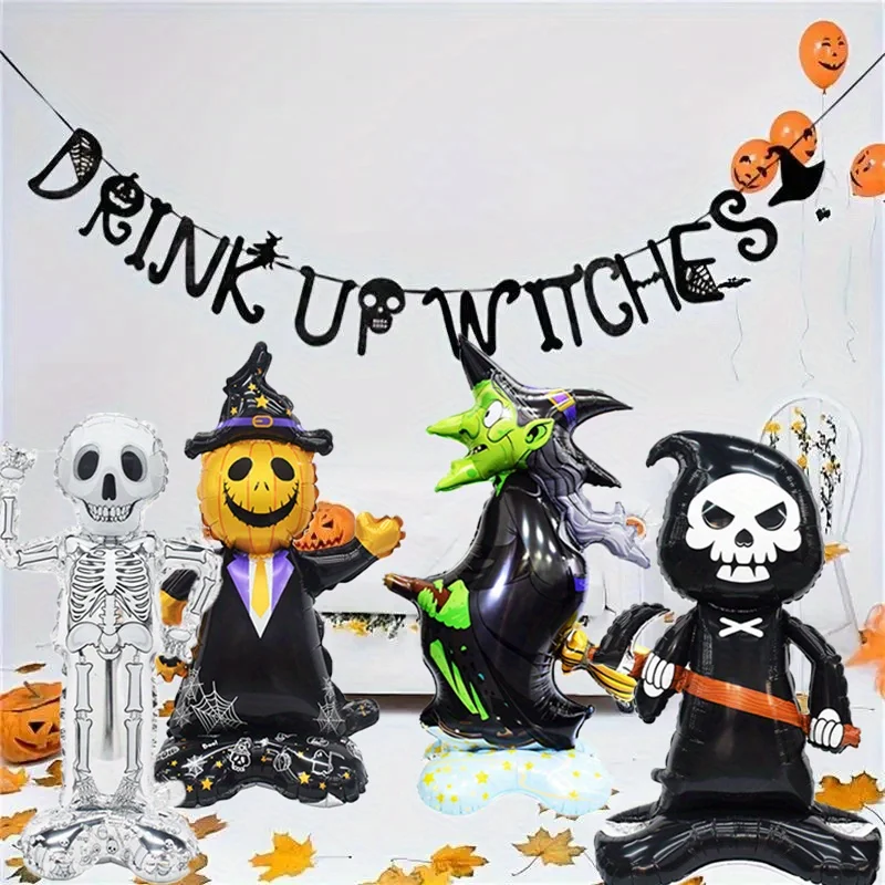 Kürbis-Hexe-Geist-Folienballon für Halloween-Party-Dekoration, Geisterfest, drinnen und draußen, für Geburtstagsfeiern