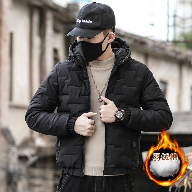 Winter Trendy Men‘s Jacket Warm Thicken Windproof Coat Fashion Hooded Parkas Waterproof Puffer Cotton Padded Windbreaker Outdoor